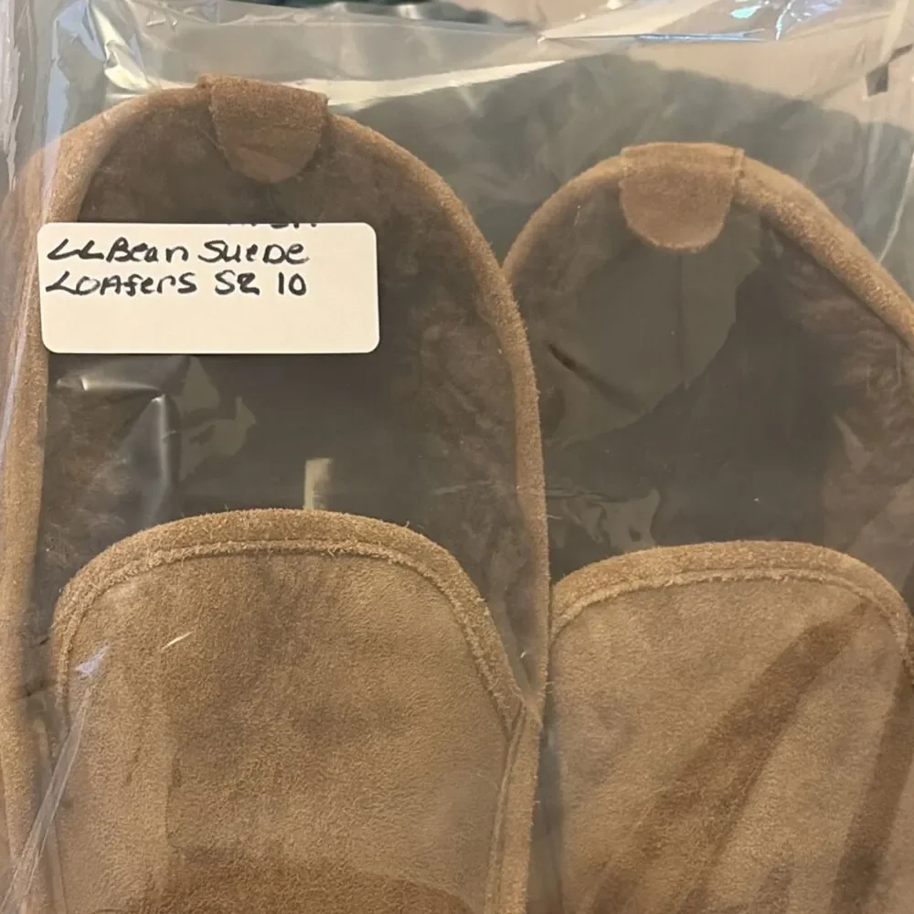 L.L. Bean Men's Brown Suede Lined Slip-On Slippers US 10 M Round Toe